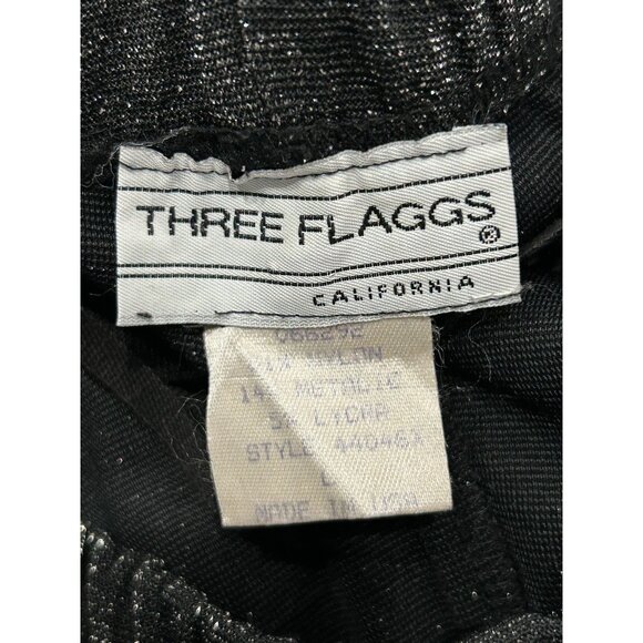 Three Flaggs California Black Metallic Elastic Waist Pants Sz Large - Picture 5 of 9